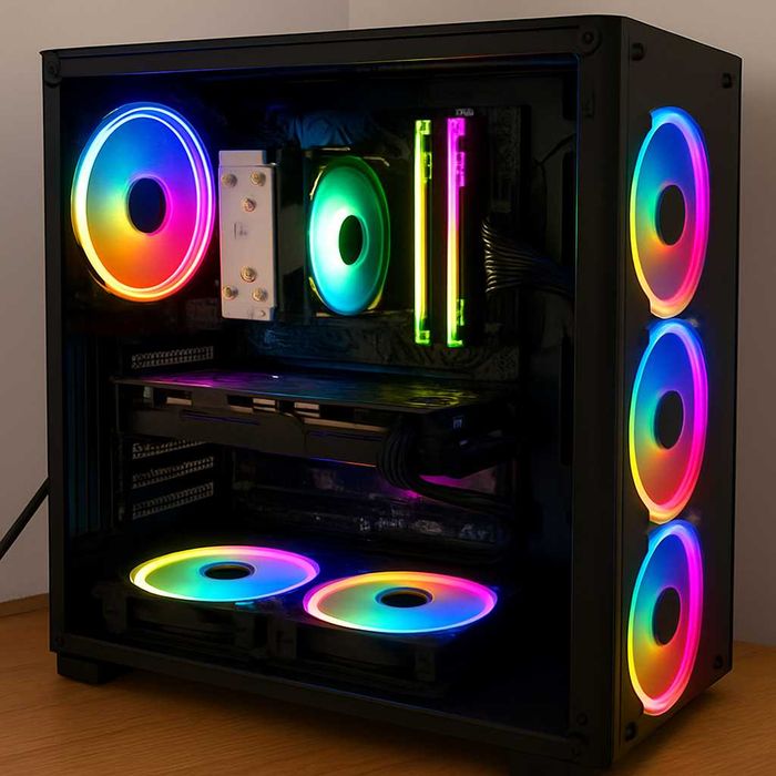 Геймърски компютър с RGB осветление