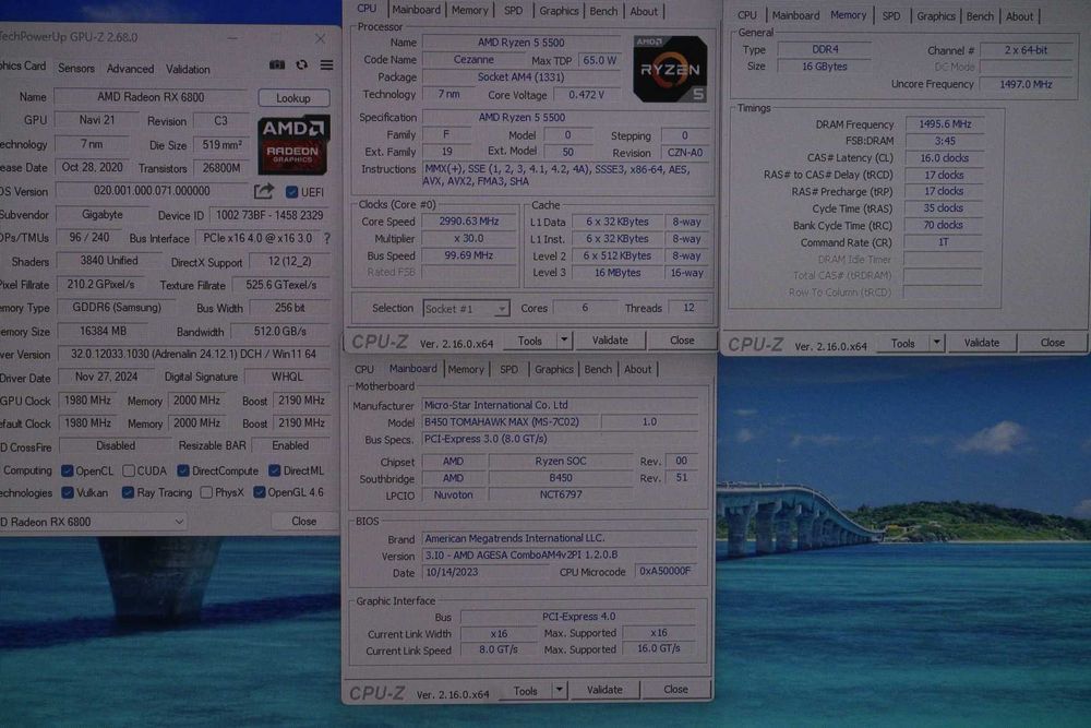 Gaming: Ryzen 5500/ B450/ RX 6800 Aorus/ 16GB RAM/ 1TB Samsung Nvme