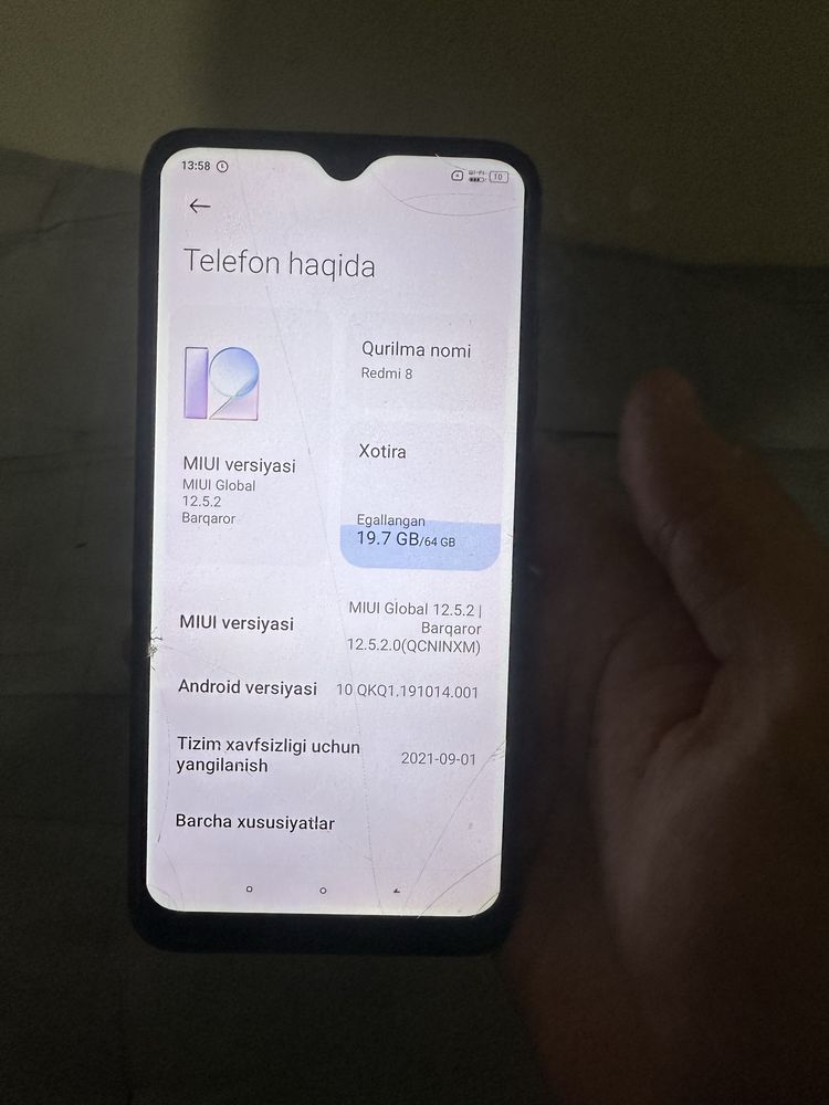 Redmi 8 o’zi.