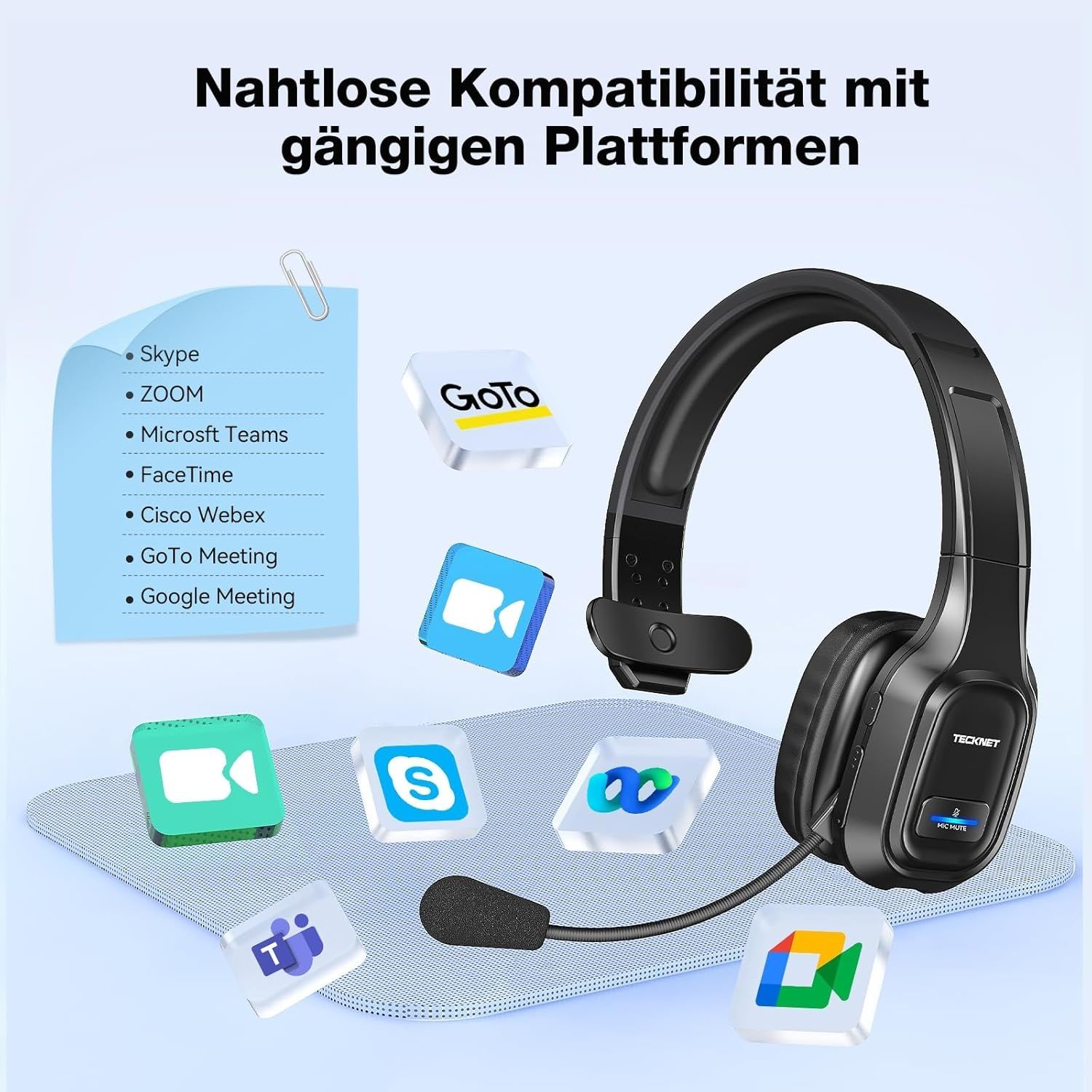 Безжична Bluetooth слушалка с микрофон за стрийминг, кол център и др