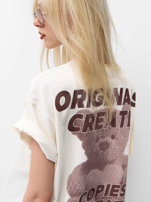 Дамска овърсайз тениска , тениска с мече , дамски Oversized тениски