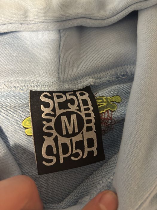 Sp5der hoodie light blue ringstones
