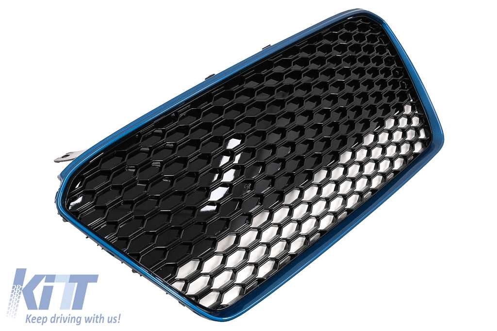 Grila pentru Audi R8 42 (2013-2015) RS Design Negru Lucios/ Albastru