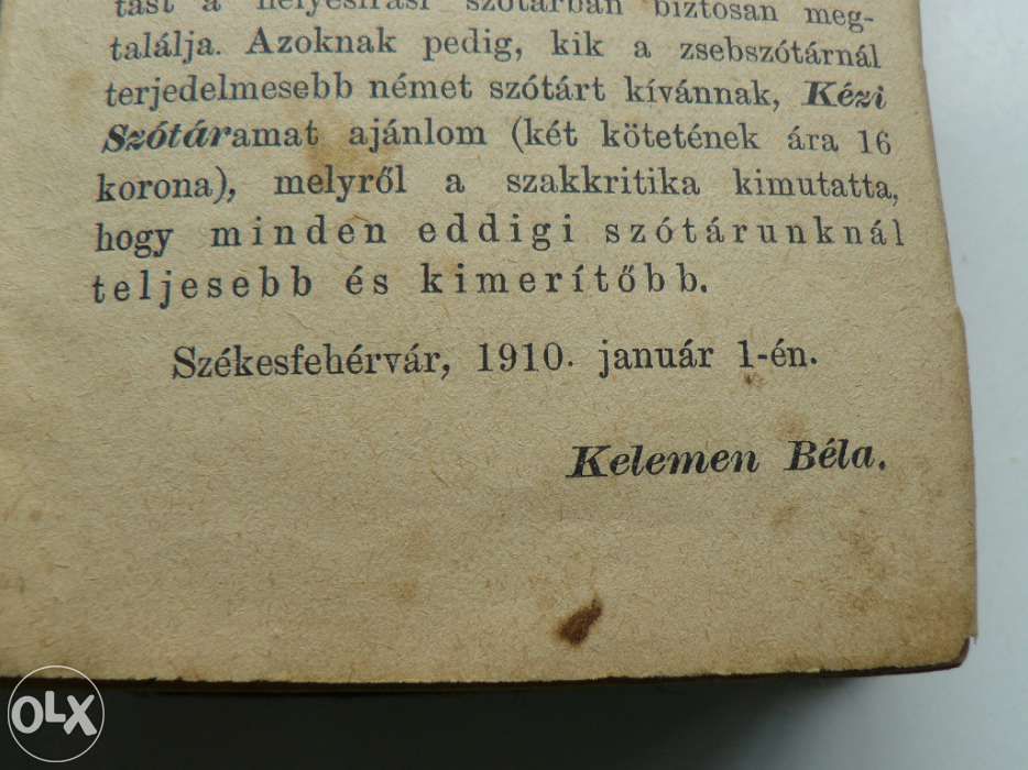 Dictionar Vechi German - Maghiar din anul 1910.