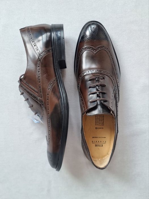 Мужская обувь из натуральной кожи, коричневые оксфорды. Размер45