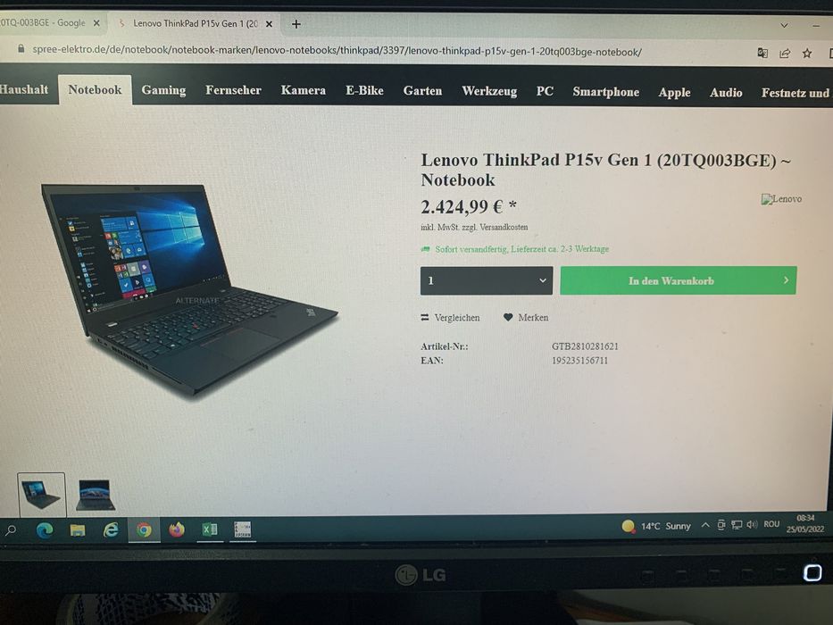 Vând/Schimb Workstation Lenovo ThinkPad P15v 20TQ003BGE