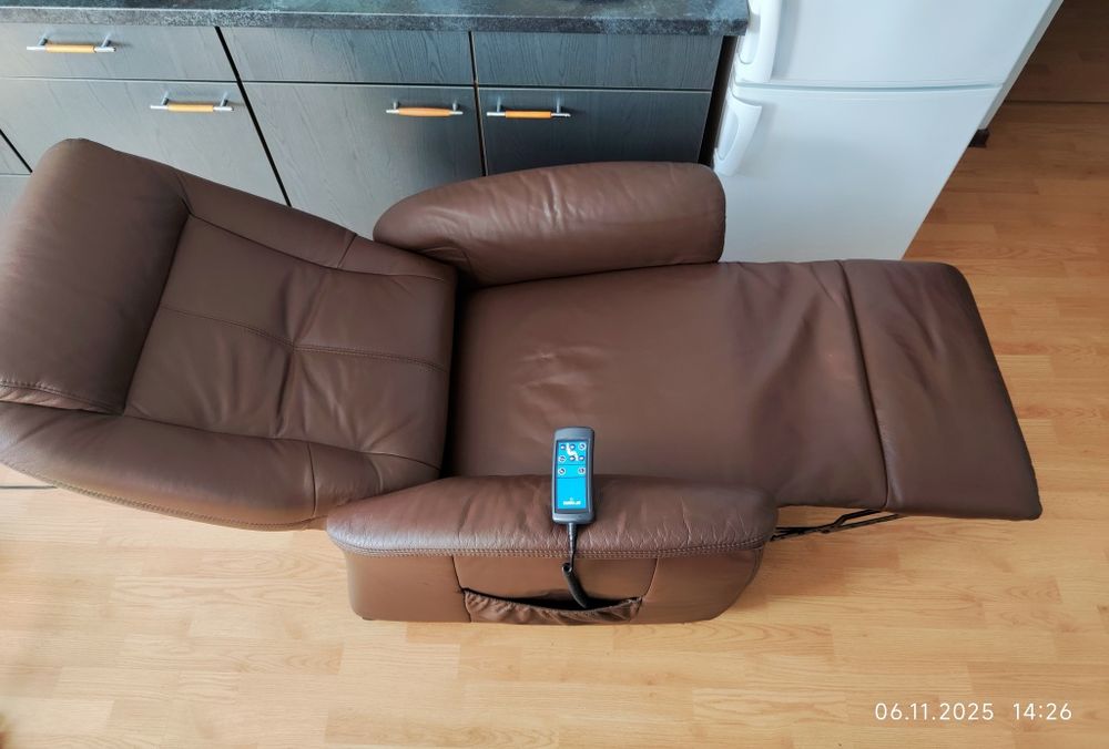 Fotoliu extensibil piele naturală cu telecomanda