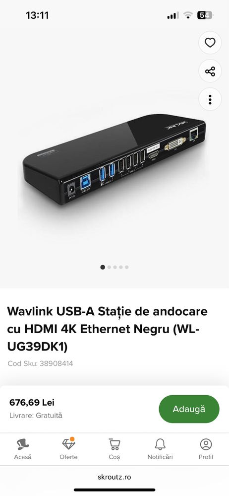 Wavlink USB-A Stație de andocare HDMI 4K Ethernet Negru (WL-UG39DK1)