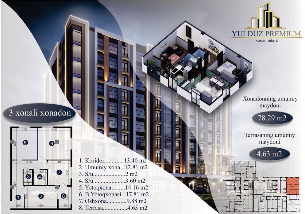 Ilk bor chirchiqda premium honadonlar