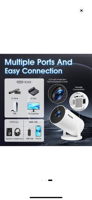 Videoproiector Portabil Suporta 4K 1080P,Alb