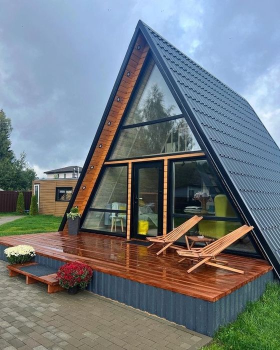 Cabane din lemn tip A, Terase