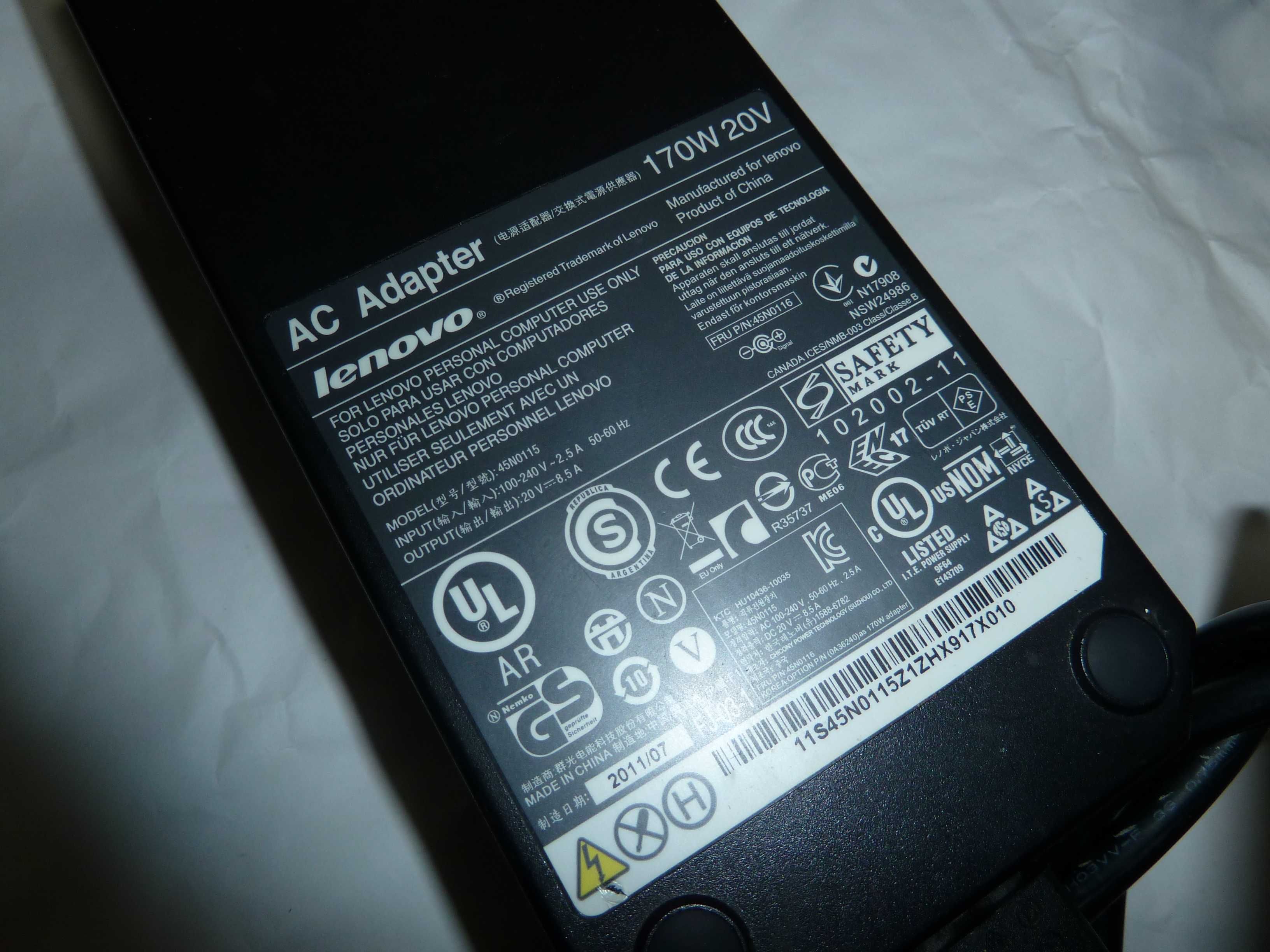 Incarcator Laptop 45N0115 170W 20V/8,5A Mufa Rotunda