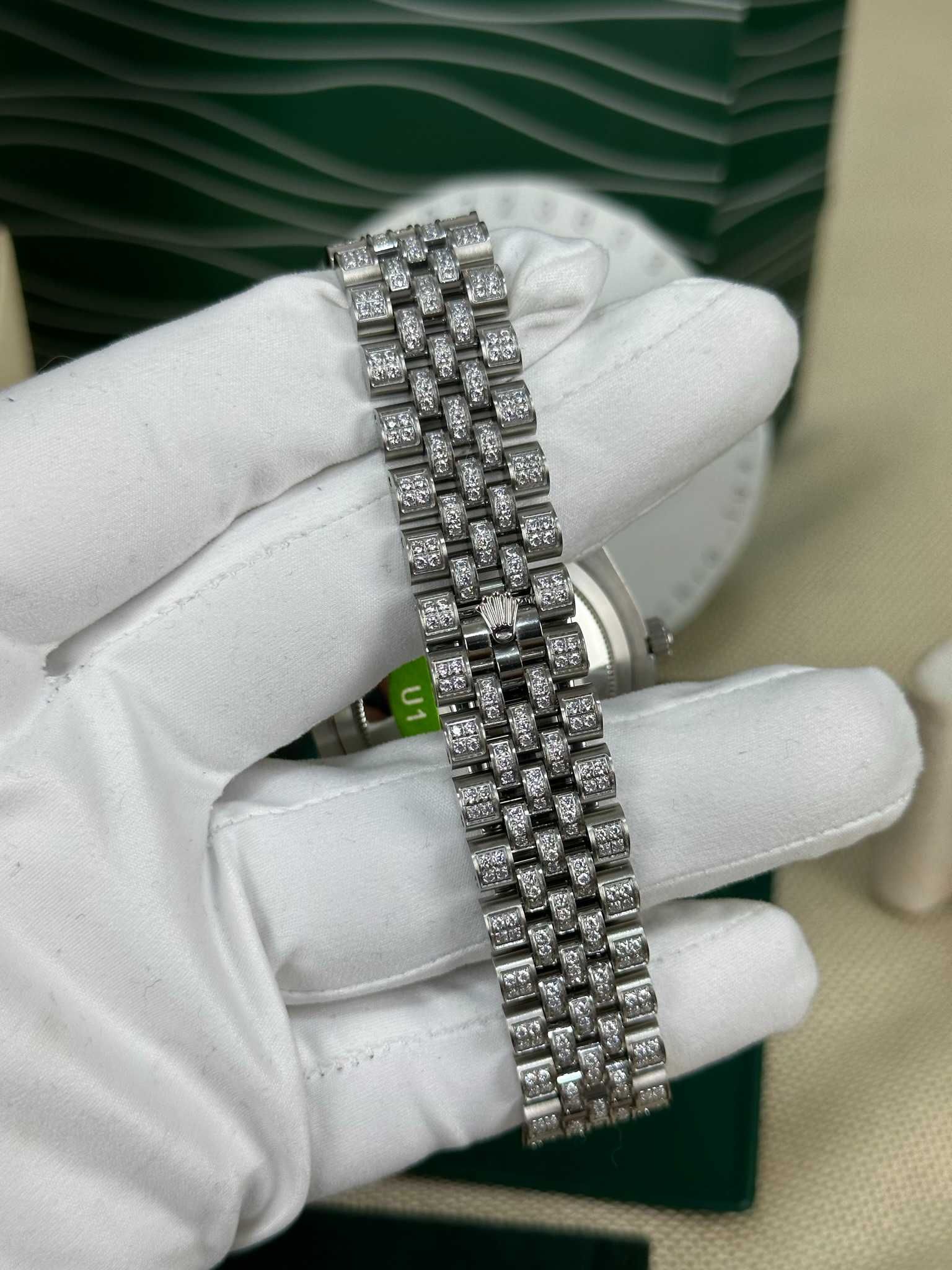 Rolex  Datejust II 41mm 116300  White Pave Diamond Dial Fully Iced Out