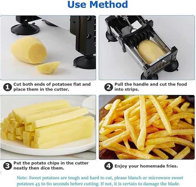 Tăietor profesional de cartofi cu lame de 12 mm și 9 mm