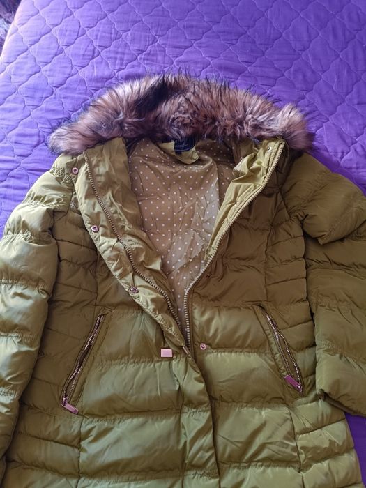 Дамско зимно яке със яка със пух