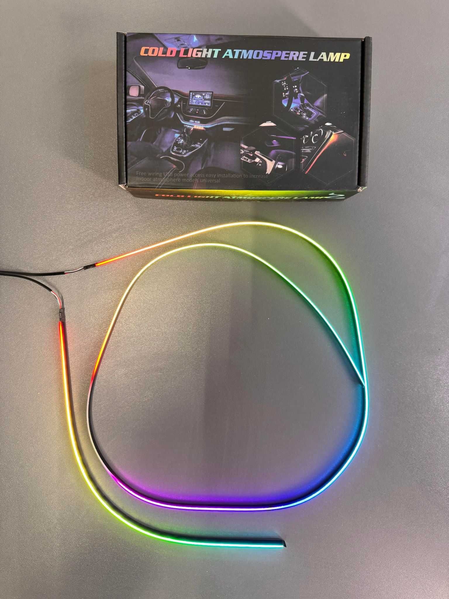 Kit 2 benzi lumini ambientale auto RGB acrilice wireless 30cm + 110cm