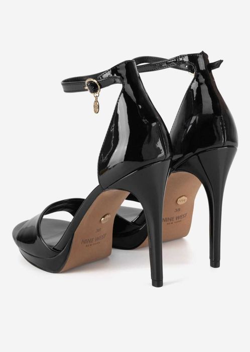 Sandale cu toc Nine West, negru, lac, nr. 39, noi, pret 240 lei