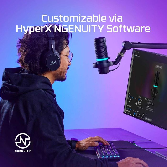 Microfon HyperX DuoCast, USB, RGB, cardioid,negru,sigilat