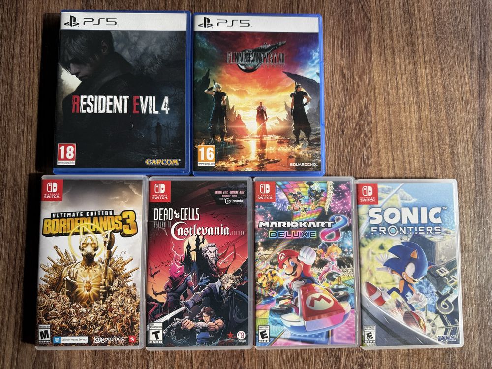 Диски PS5 и катриджи Switch