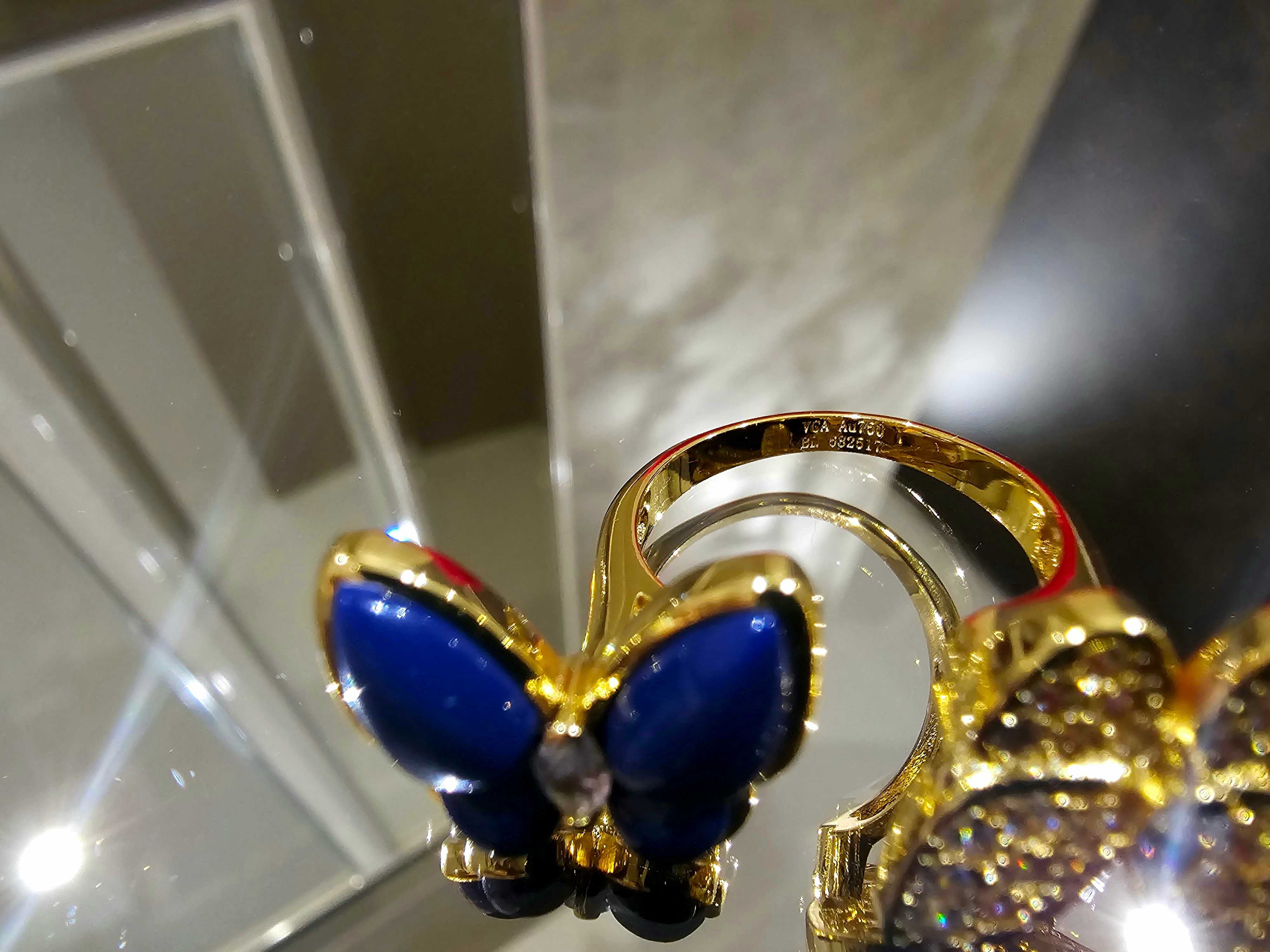 Van Cleef & Arpels VCA Gold Diamond Blue Two Butterfly Дамски Пръстен