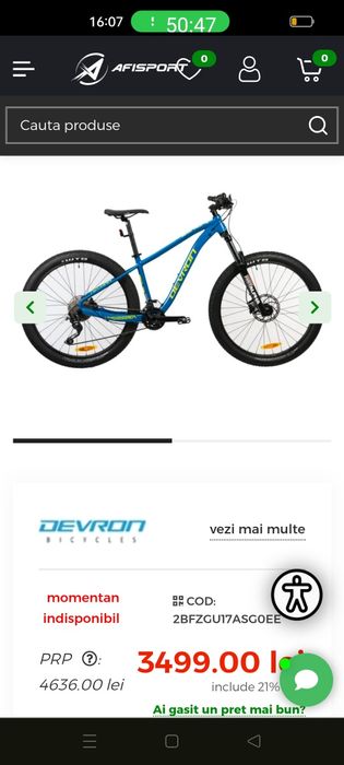Bicicleta MTB devron zerga M1.7