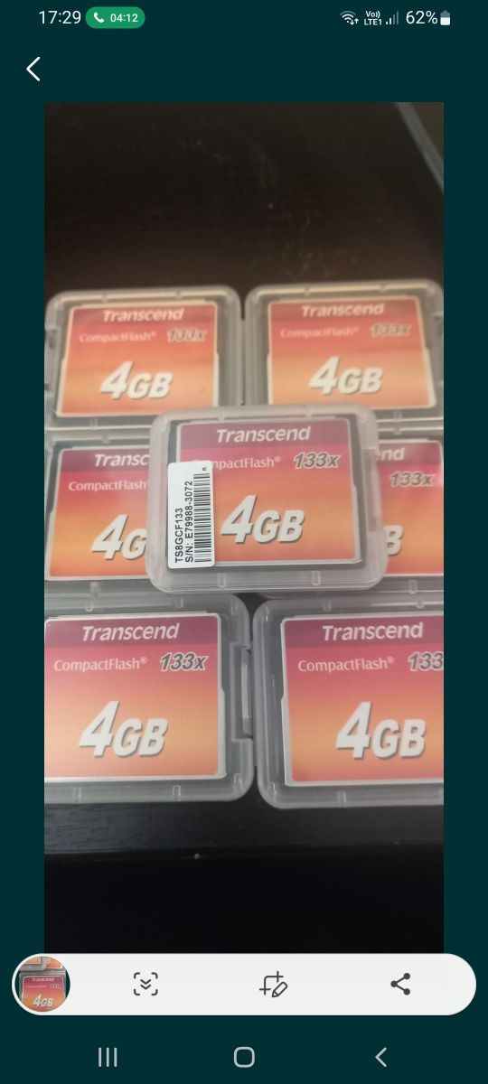 Card Transcend Compact Flash 133x 4 giga