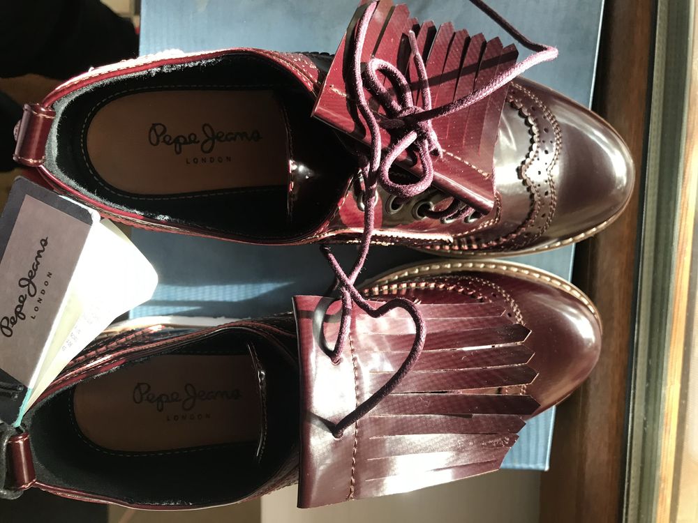 Pantofi noi, 39, piele lacuita, Pepe Jeans