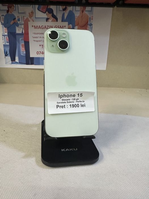 Iphone 15 / 128 gb / garantie / folie sticla cadou