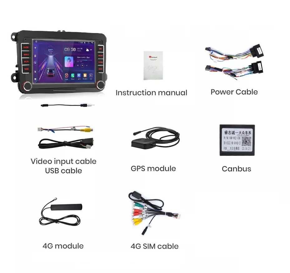 Navigatie android 2GB RAM vw golf passat tiguan skoda octavia seat