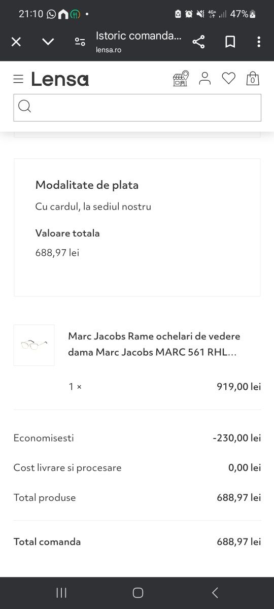 Rama ochelari vedere
