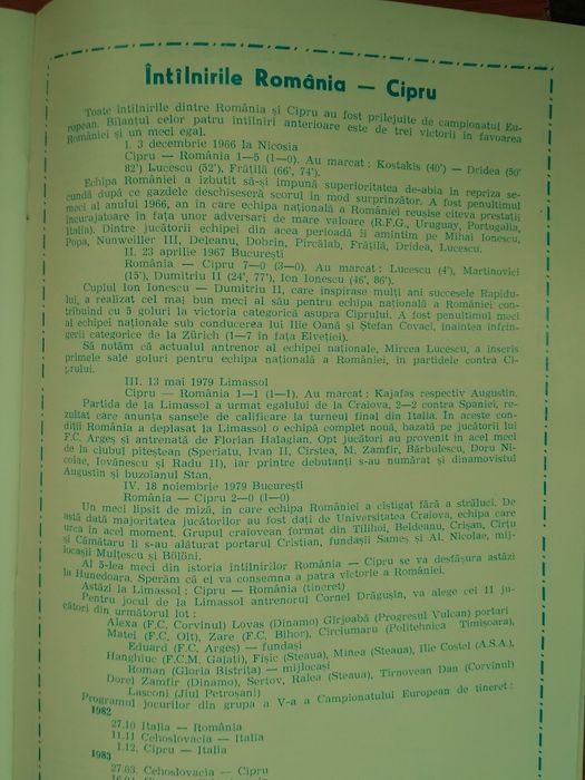 Program "România-Cipru "Preț 50lei.