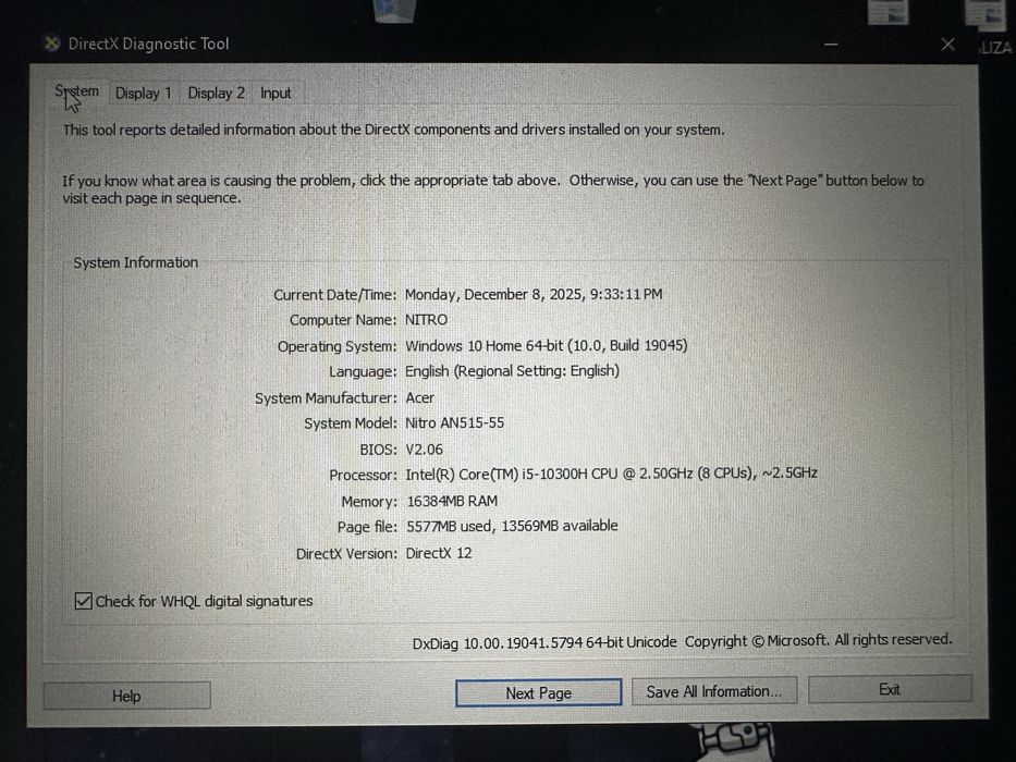 Acer nitro 5 rtx 3060