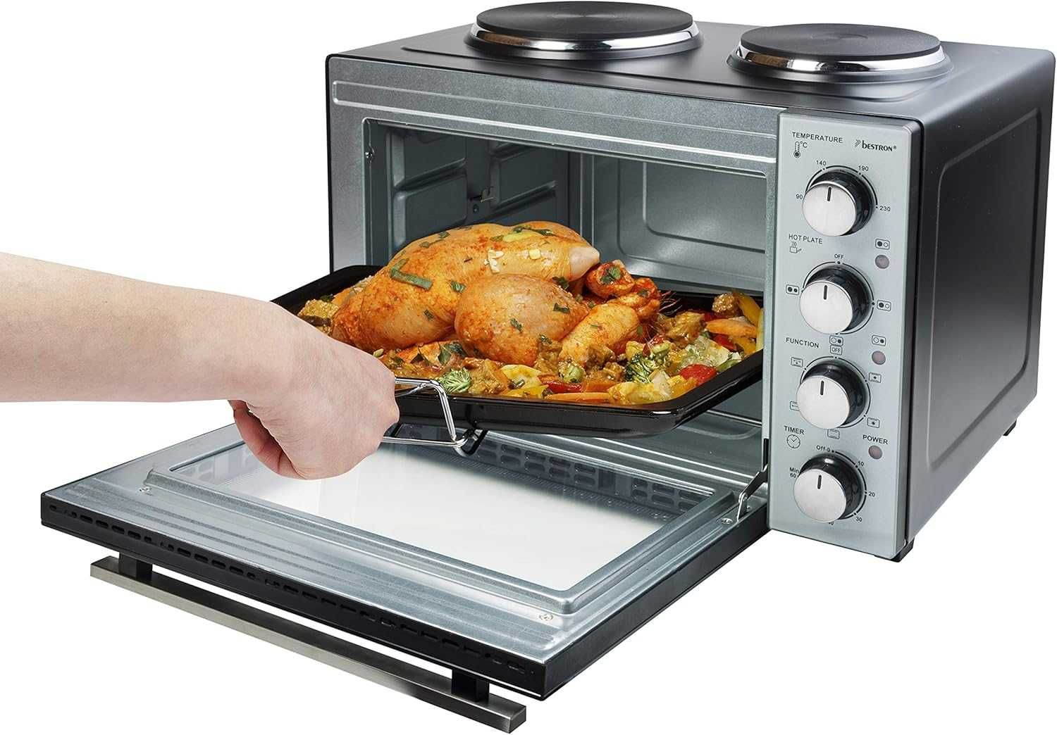 Мини фурна с двойни котлони Bestron (AOV31CP) 3200W 31L