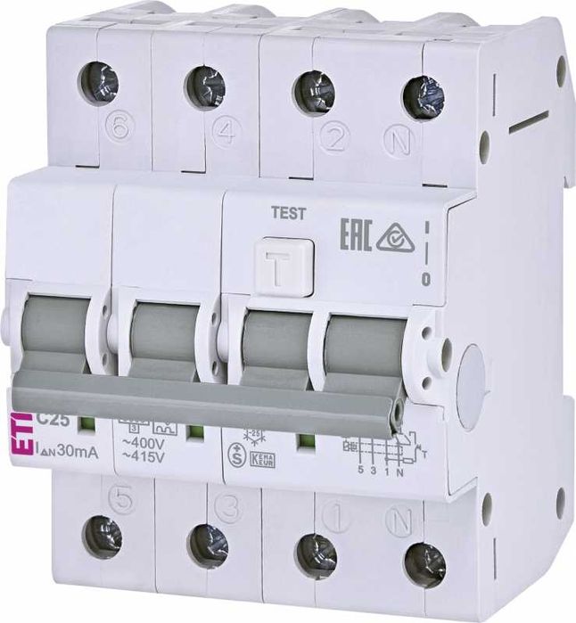 Siguranta automata cu protectie diferentiala RCBO, Eti