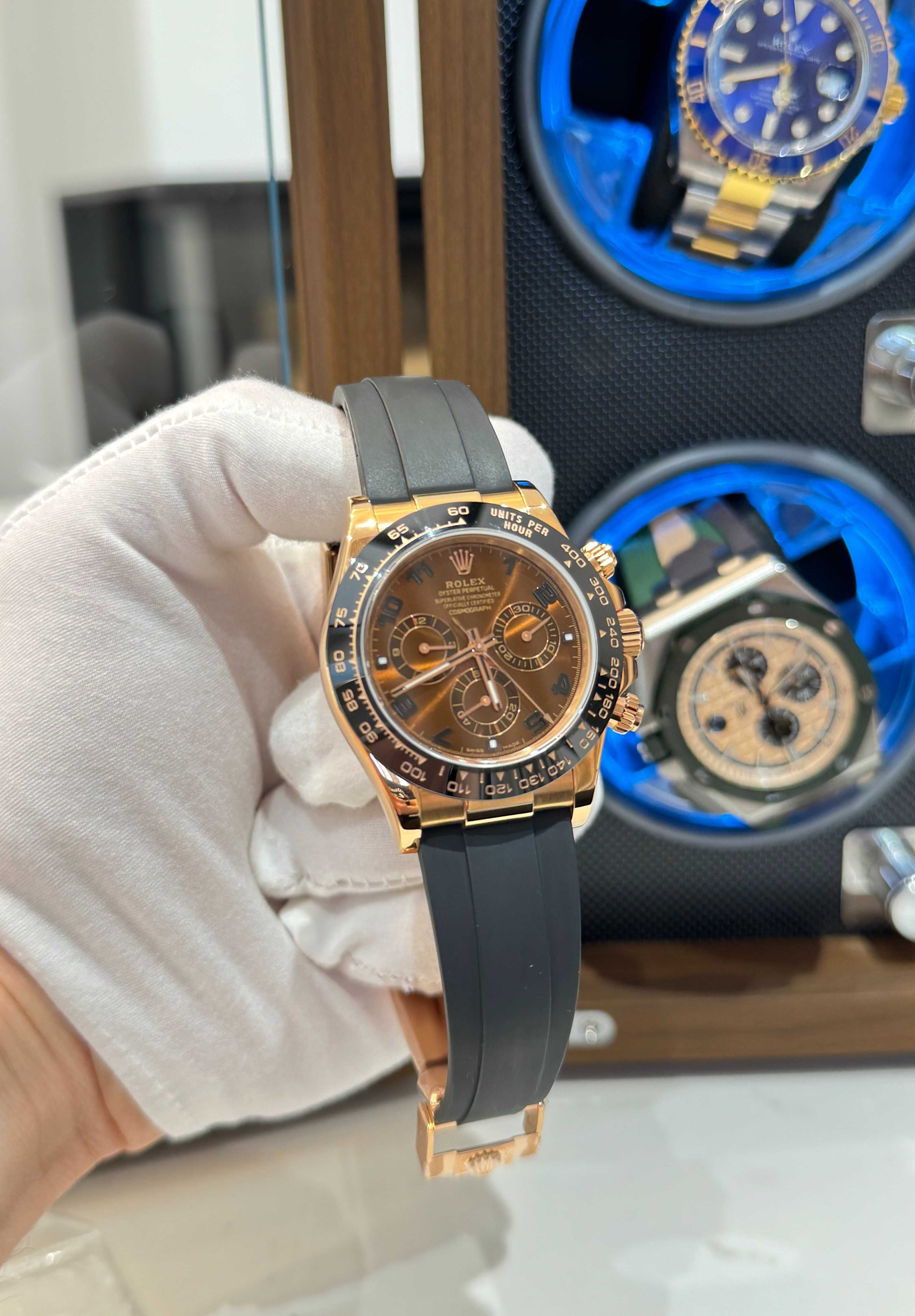 Rolex daytona 4130 шоколад/каучук