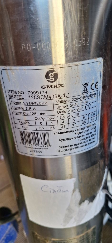 Потопяема помпа Gmax