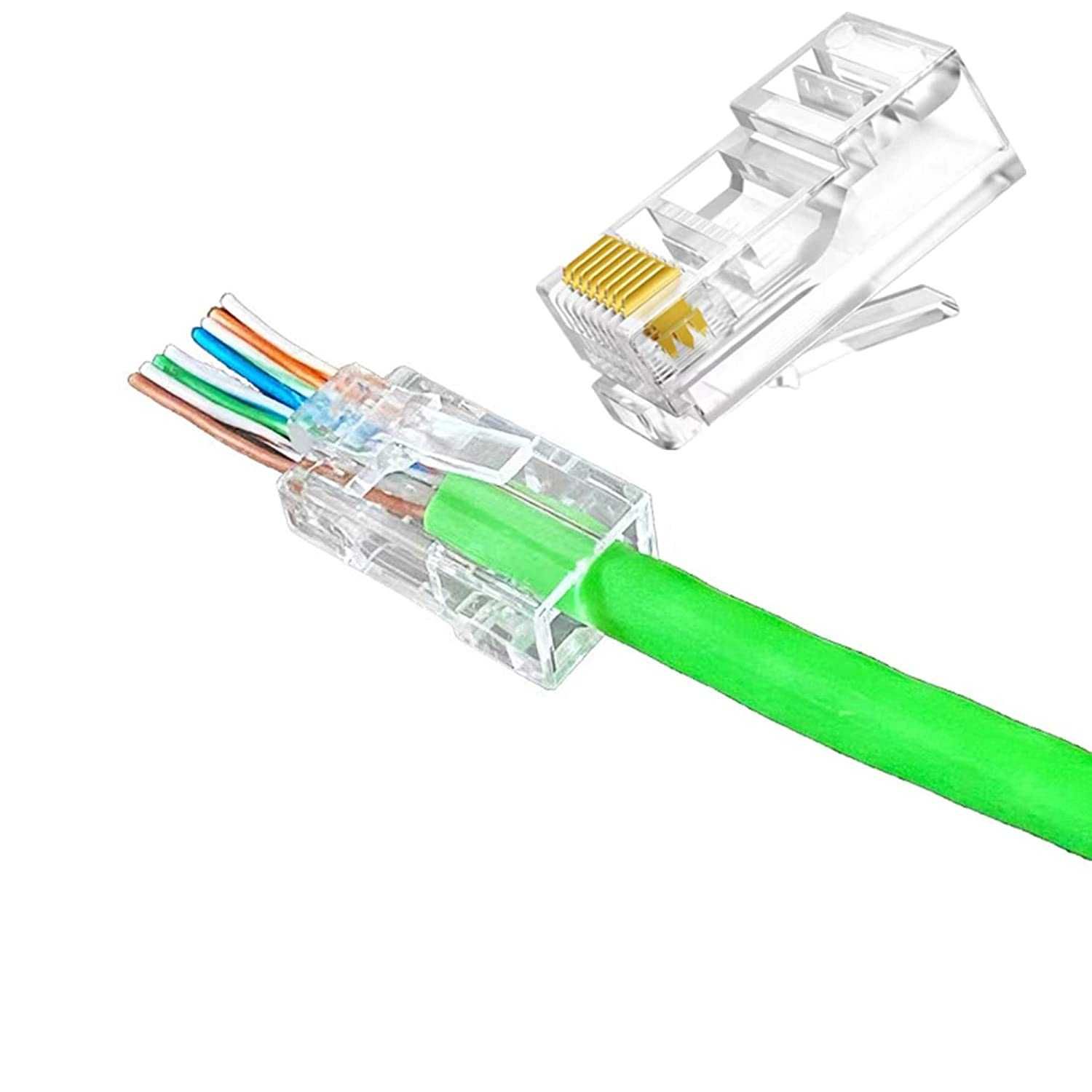 Set 100 mufe EZ RJ45 Cat6 Pass Through 8P8C sertizat cablu retea UTP