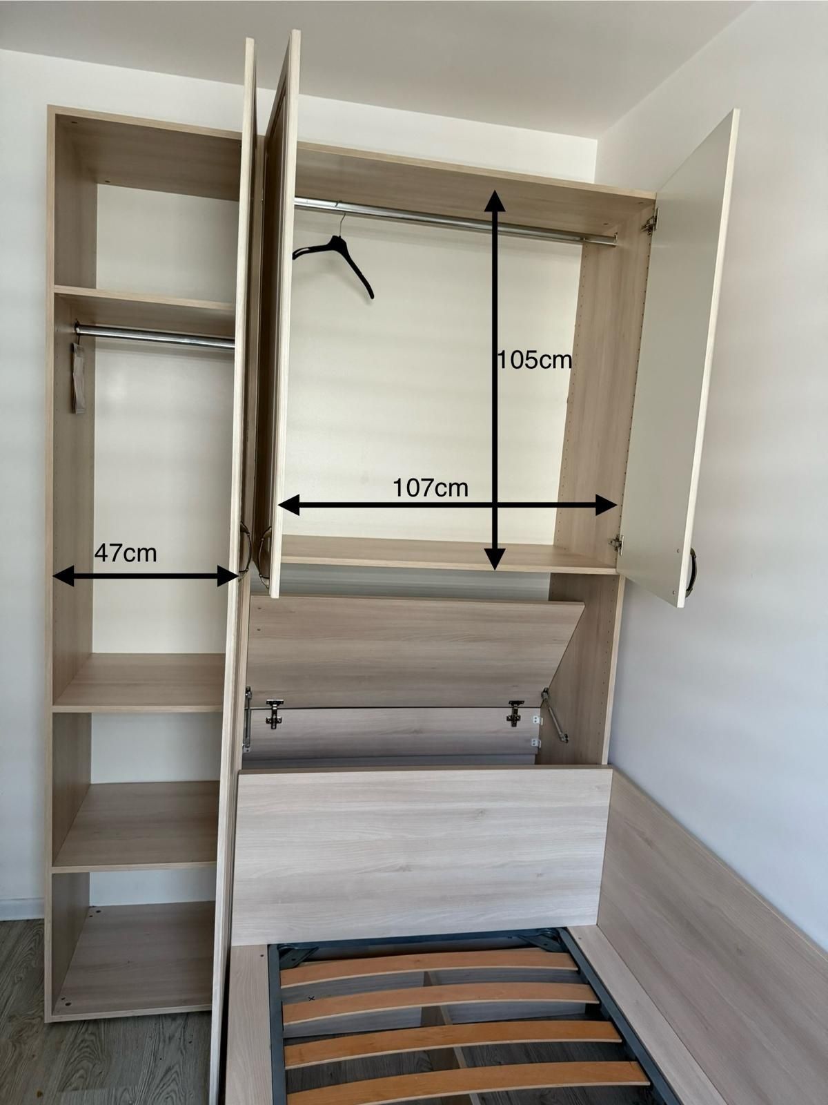 Pat +Dulap + raft din MDF - ideal pentru o singură persoana