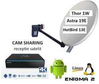 CAM sharing receptie satelit Thor 1W, Astra 19E, HotBird 13E