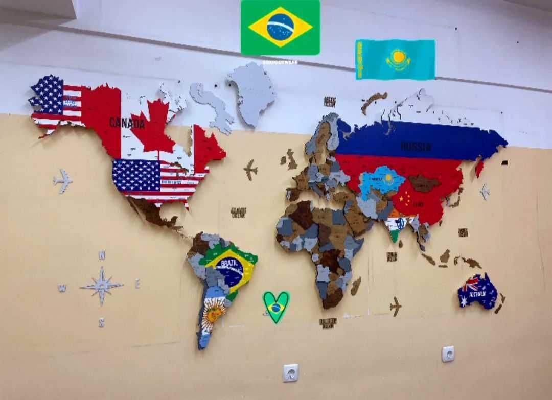 Тренд 2023 Карта мира из дерева декор дома и офиса с установкой!!!