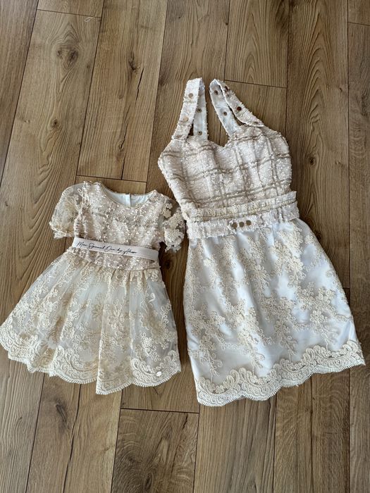 Рокли от букле и дантела Alessa за мама (S) и дъщеря (86cm)