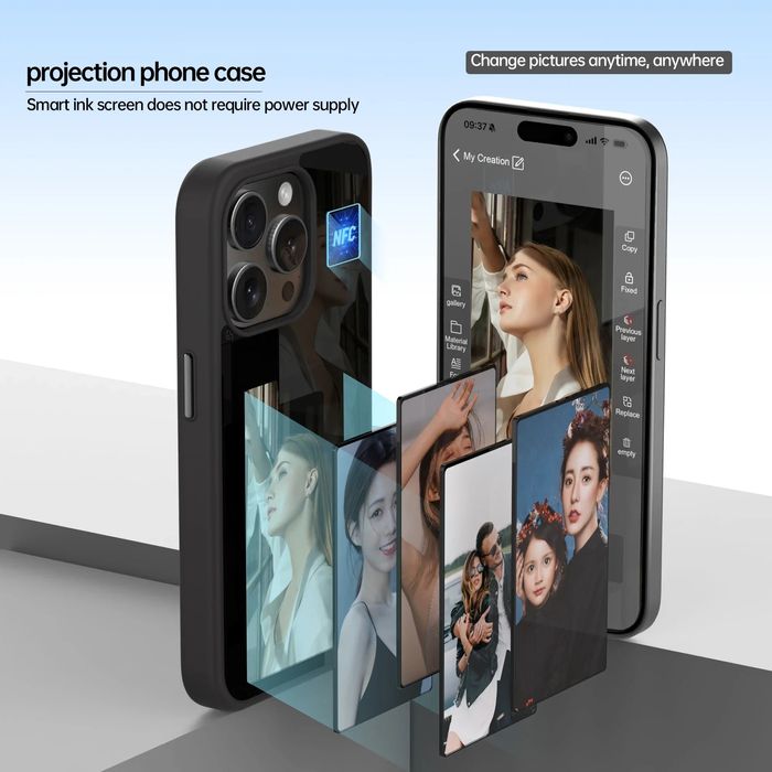 Чехол с NFC case, экраном для iPhone 13 до 16 pro/max
