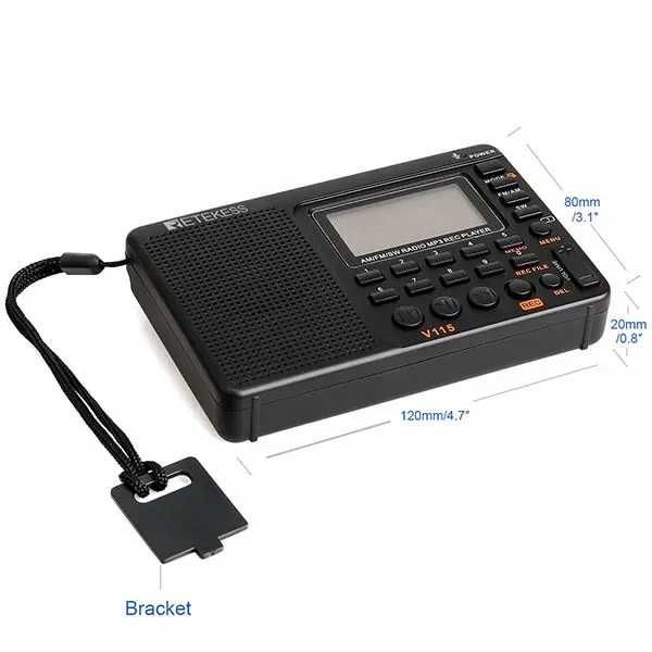 Качествено Портативно радио Retekess V115 AM/FM транзистор, MP3 и SD