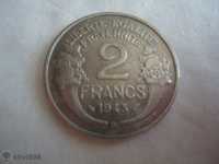 монета 2 Francs 1943 Алуминий