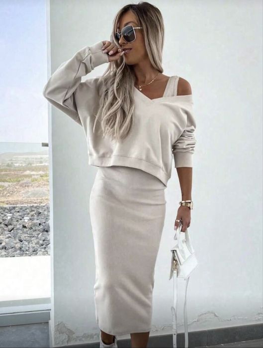 Дамски комплект 2 части - блуза и рокля