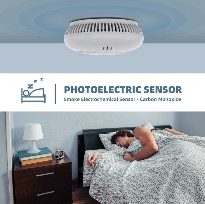 5 бр Димен детектор RIAKELL с батерия аларма с фотоелектрически сензор