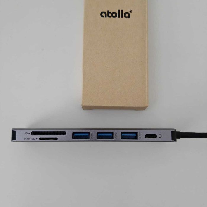 Hub 7n1, Atolla, Aluminiu usb/usb-c/hdmi/sd/microsd, Argintiu