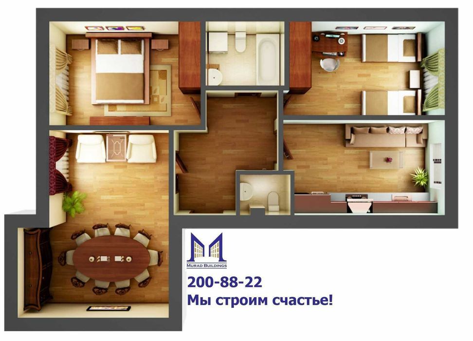 V2813 ПРОДАЕТСЯ 3/4/4 на: Murad Buildings Ko‘kcha. 80м2