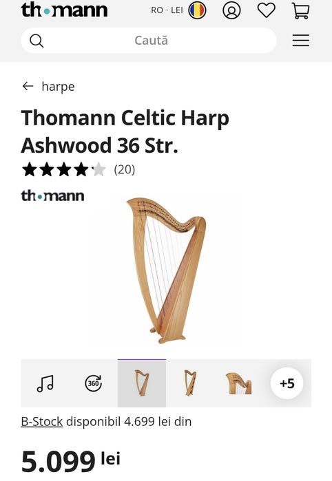 Harpa celtică Thomann 36 str. pt. începători