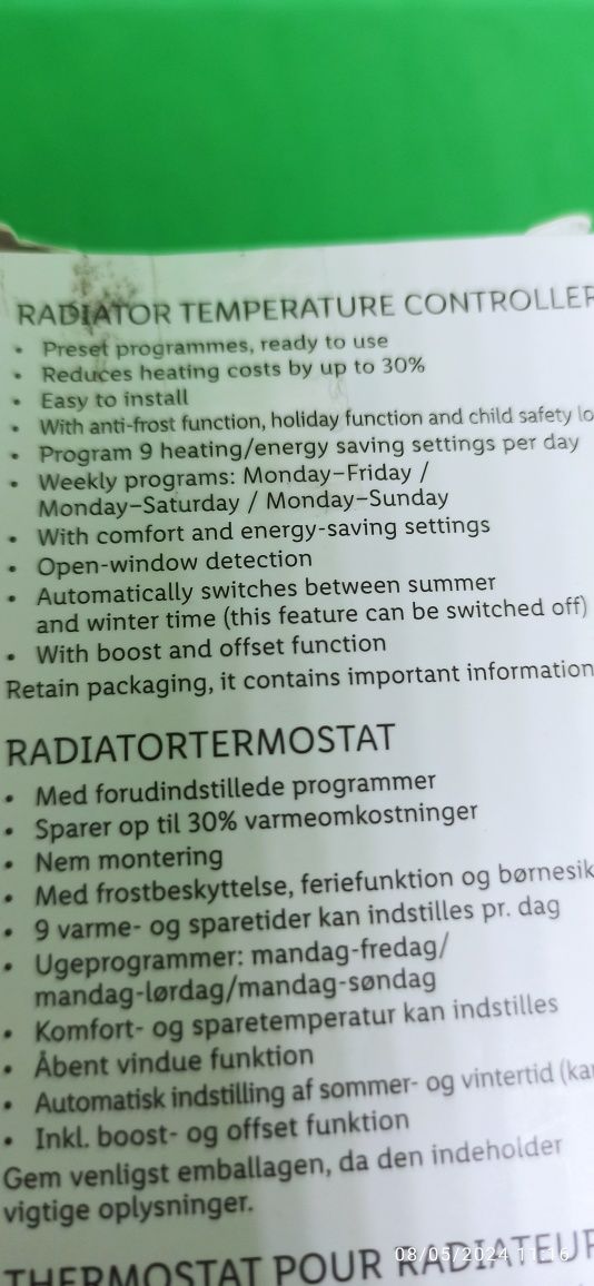 Termostat electronic calorifer